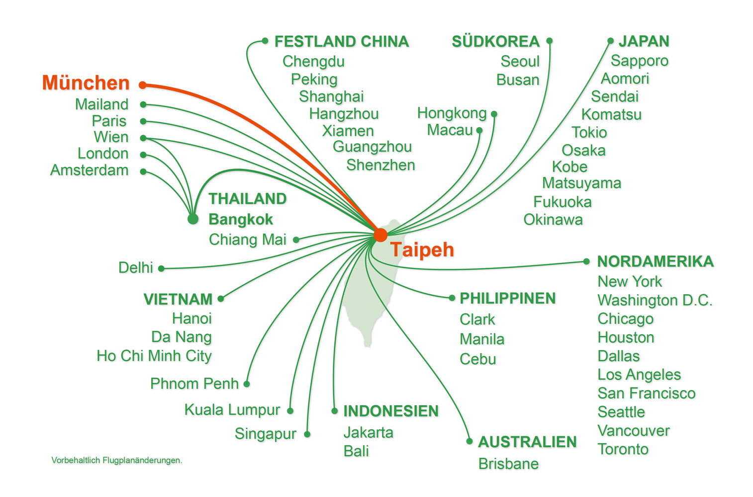 Streckenplan EVA AIR